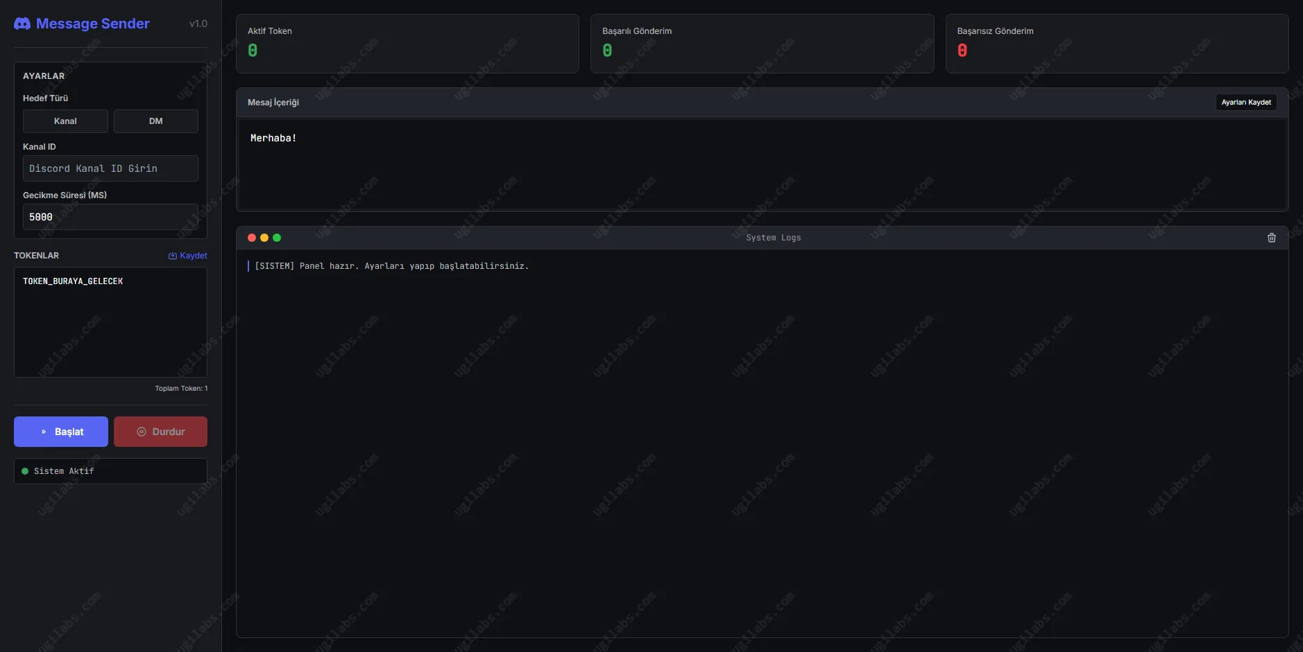 Discord Toplu & Sıralı Mesaj Gönderici WEB