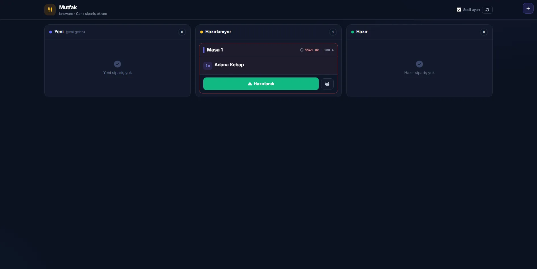 BNS POS v2.0 — Restoran & Kafe İçin Akıllı Sipariş ve Kasa Yönetim Sistemi görsel 3